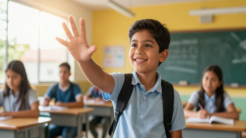 Gratitud: Significado y Concepto que Debes Conocer 6 Estudiante sonriente busca luz en una escuela moderna
