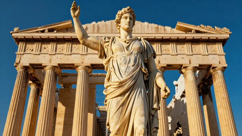 Griegos: Origen, Gobierno, Arte y Características de Grecia 4 Zeus en el Partenón con luz dorada