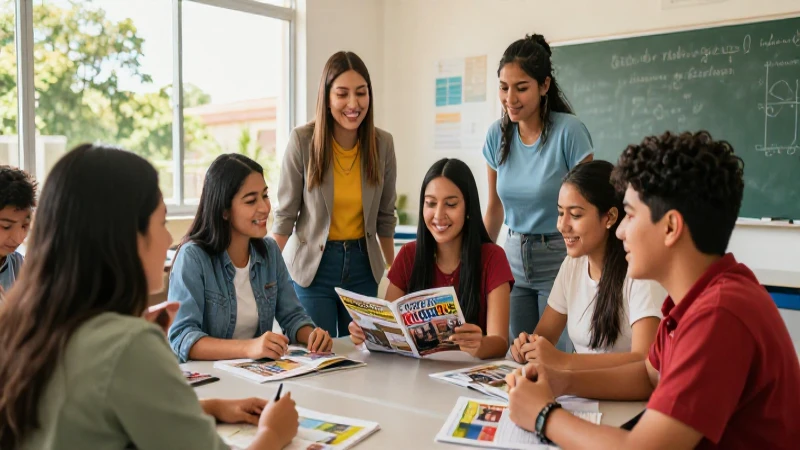 Estudiantes mexicanos colaboran en un aula moderna