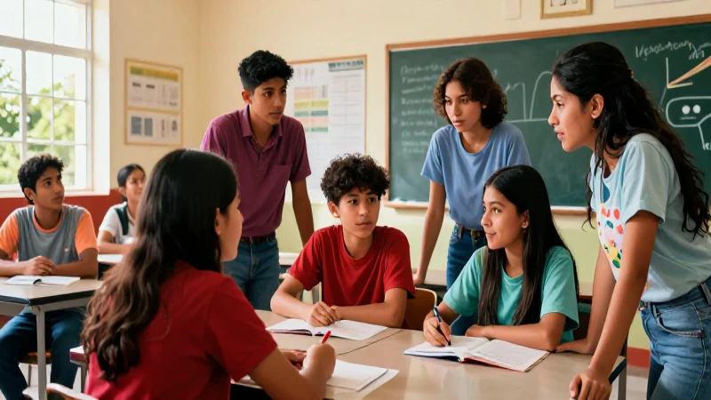 Estudiantes diversos colaboran en moderno aula mexicana