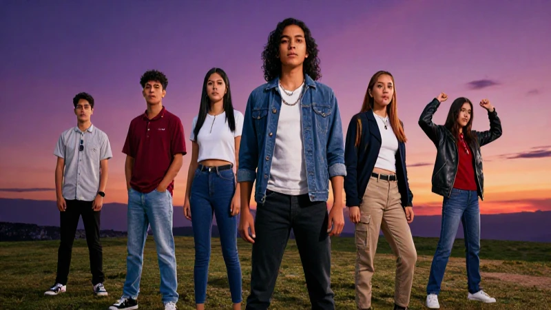 Grupo social en México: datos, perspectivas y tendencias 4 Estudiantes mexicanos ambiciosos bajo un horizonte vibrante