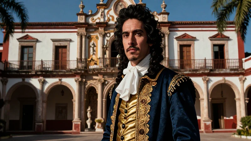 Convivencia en el virreinato: grupos sociales en Nueva España 3 Retrato detallado de noble creollo colonial