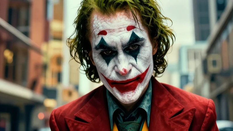 Guason: Etimología, Definición y Concepto Explicado 4 Joker elegante en retrato cinematográfico vibrante y moderno