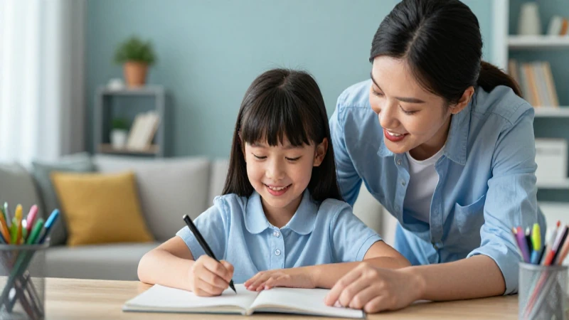 Estudiante feliz aprende con apoyo en casa