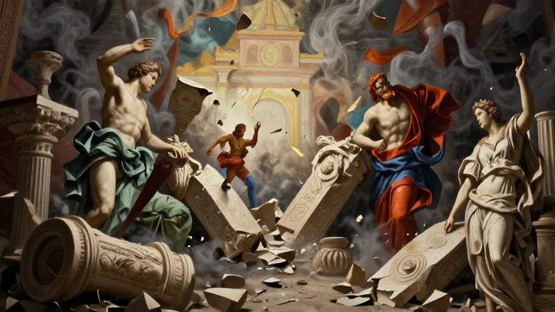 Mural dramático de ruinas culturales españolas
