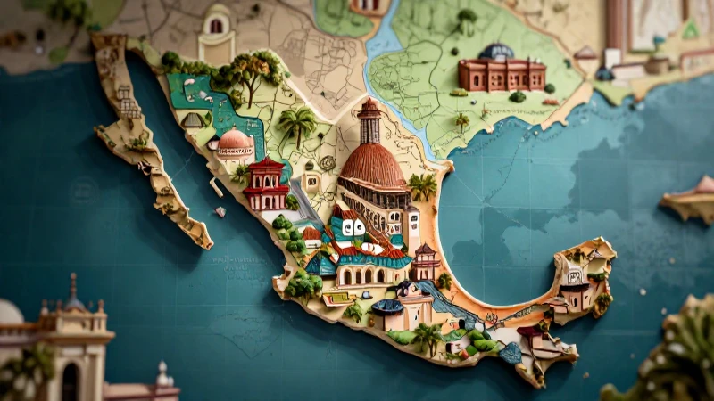 México histórico: ilustración estilizada dramática