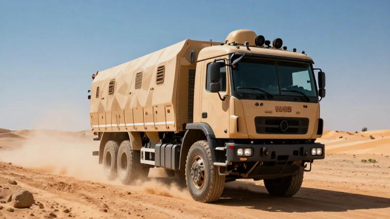 Convoy militar en el desierto de Kuwait