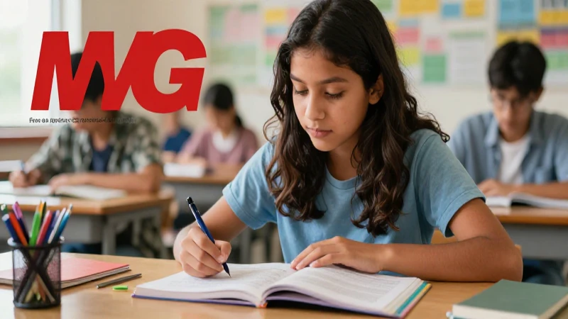 Estudiante mexicano aprende en una revista educativa