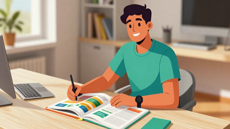 Joven estudiando con confianza en un ambiente iluminado