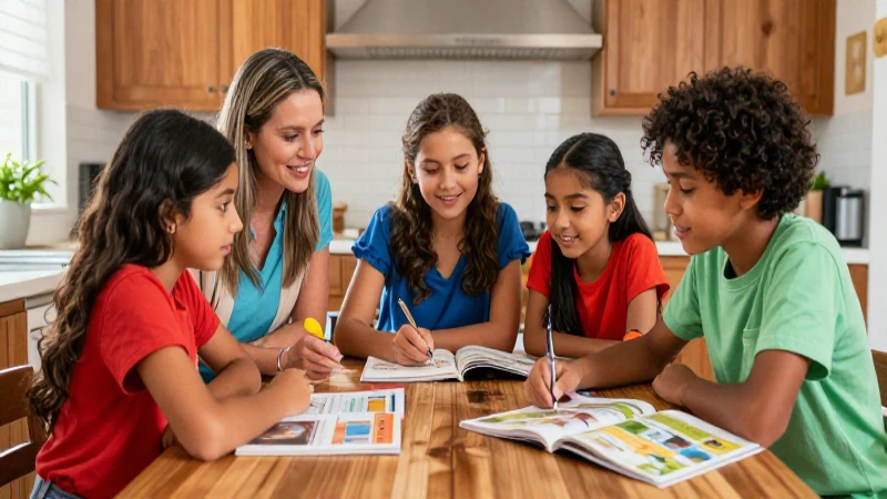 Guías de estudio secundaria: Repaso efectivo en casa 7 Familia mexicana moderna estudia junta con alegría