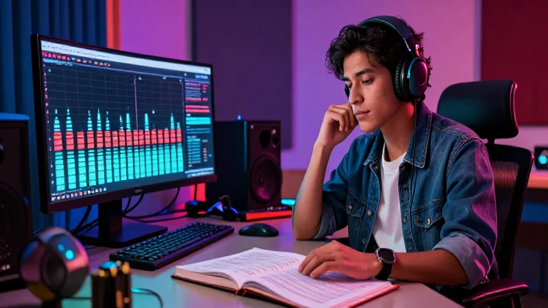 Guión de Radio: Ejemplos Efectivos para tu Programa 6 Joven creador mexicano en entorno de estudio