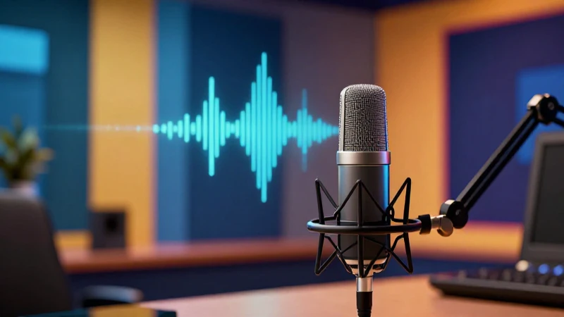 Conoce los mejores guiones de radio para cautivar a tu audiencia 3 Presentador profesional en estudio moderno con estética premium