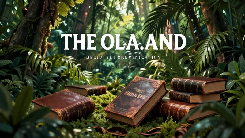 Bosque tropical detallado, libros y luz dramática