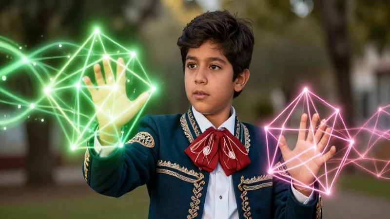 Estudiante mexicano con energía futurista
