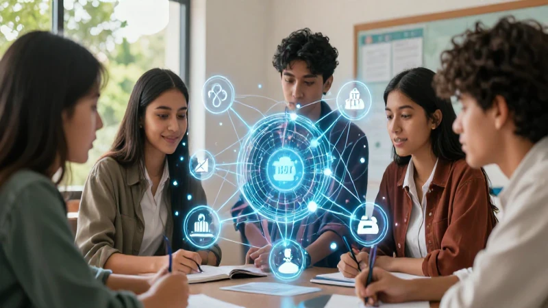 Habilidades siglo XXI: Claves para un futuro exitoso 8 Estudiantes mexicanos colaboran en una red digital abstracta