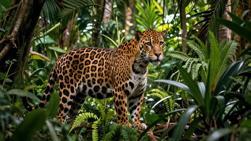 Jaguar majestuoso en selva mexicana vibrante