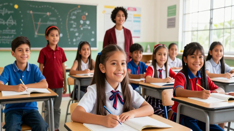 Estudiantes mexicanos son diversos y alegres en un salón moderno