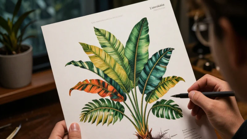 Ilustración botánica vibrante para revista educativa