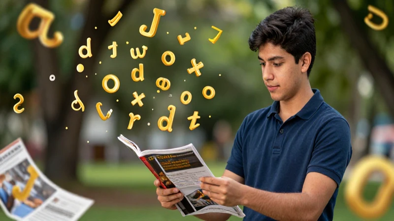 Estudiante mexicano con conceptos lingüísticos vibrantes