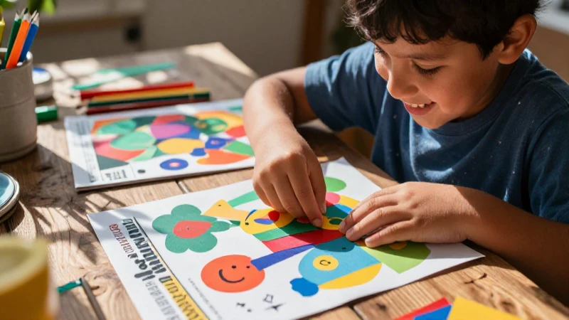 Buscas actividades creativas DIY para niños 7 Niño mexicano creativo haciendo collage colorido