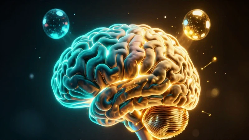 Cerebro abstracto brillante con esferas conceptuales en contraste
