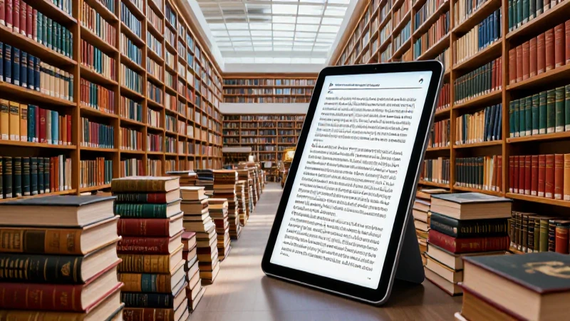 Hemerotecas: Definición, Clasificación y Concepto Esencial 6 Biblioteca académica moderna con un brillo digital