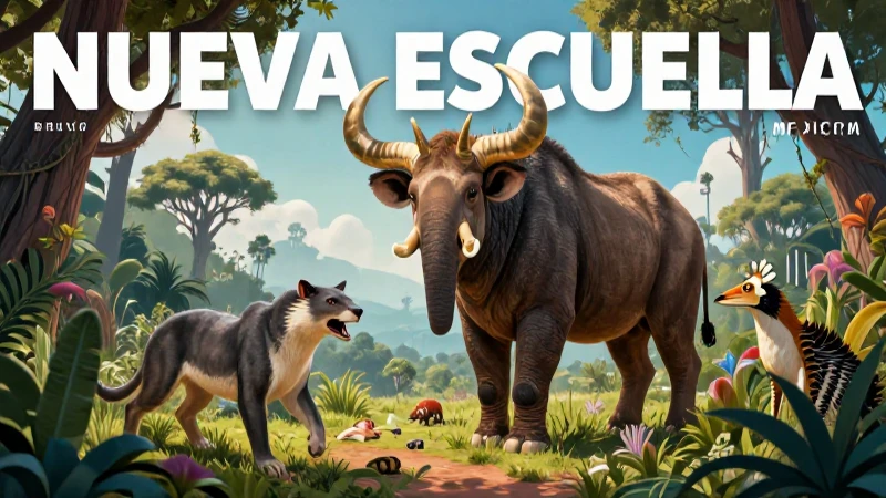 Ilustración vibrante de la Nueva Escuela Mexicana