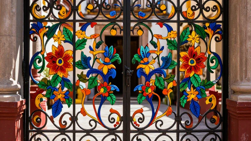 Arte y belleza en el patio iluminado