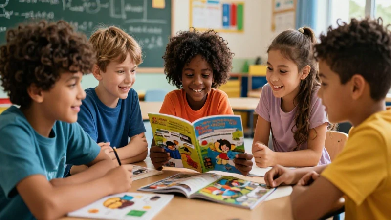 Heterogéneos: Definición y características en educación 5 Niños diversos aprenden felices en un aula vibrante