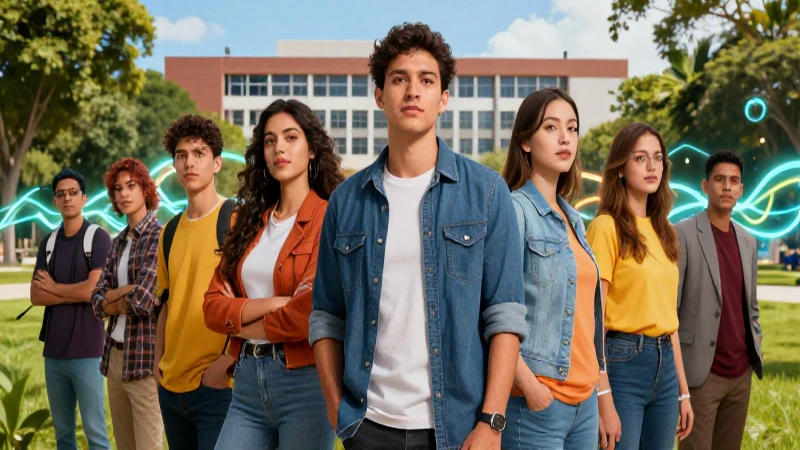 Jóvenes confidentes en campus mexicano moderno