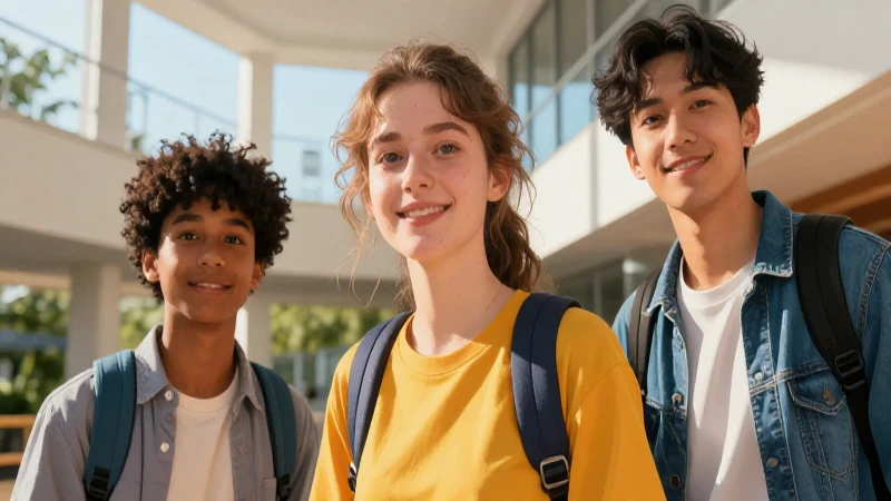 Tres jóvenes en escena cinematográfica y vibrante
