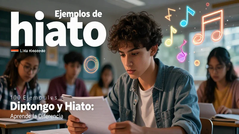 100 Ejemplos de Diptongo y Hiato: Aprende la Diferencia 8 Estudiante concentrado aprende fonética con elementos dinámicos