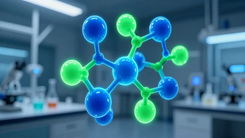 Moléculas brillantes en laboratorio futurista