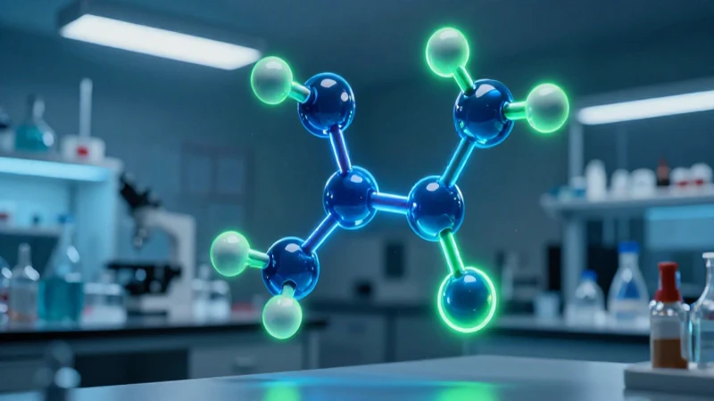 Estructura molecular estilizada con vibrante luz neón