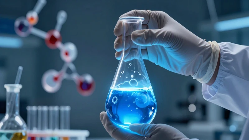 Hidraxidos: Definición, características y ejemplos clave 6 Manos cuidadosas manipulan frasco químico brillante en laboratorio