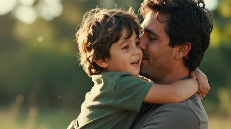 Hijos del corazón: Cuáles son las claves para ganarnos su amor 3 Padre y niño se abrazan con cálida luz dorada