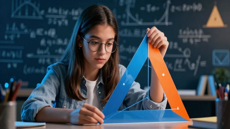 Estudiante aprende Pitágoras con diseño visual moderno
