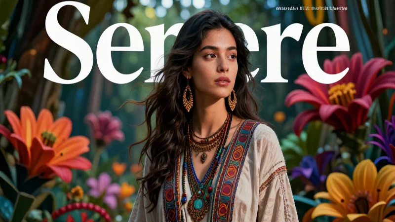 Serena figura bohemia en ilustración vibrante