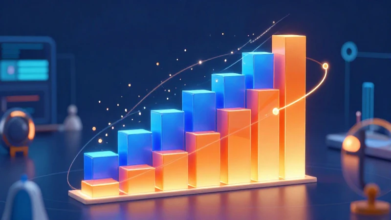 Gráfico 3D vibrante con datos dinámicos y luz