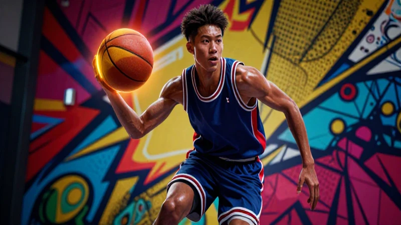 Jugador de baloncesto con estilo vibrante