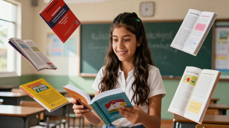 Conoce la historia de los libros de texto gratuitos y la Conaliteg 4 Estudiante mexicano vibrante con libros flotando