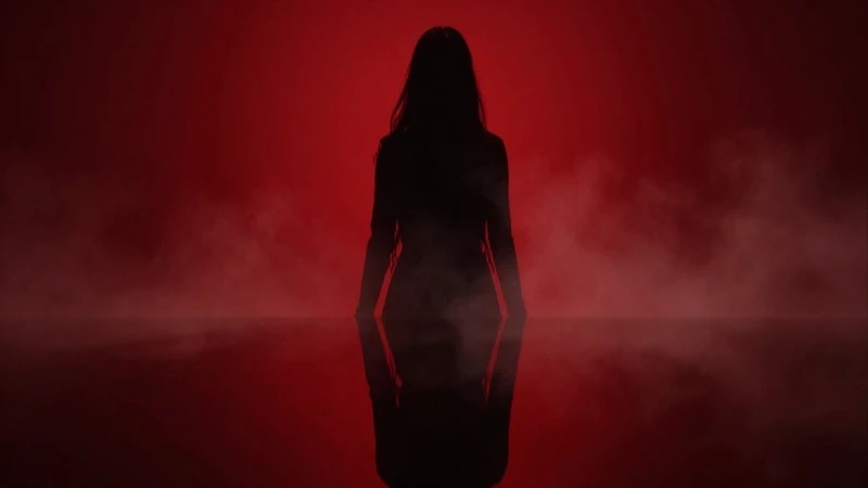 10 historias de terror corta que impacten 6 Terror cinematográfico: silueta roja y misteriosa