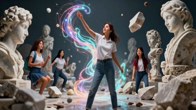 Estudiante mexicano explora fragmentos de mármol antiguo