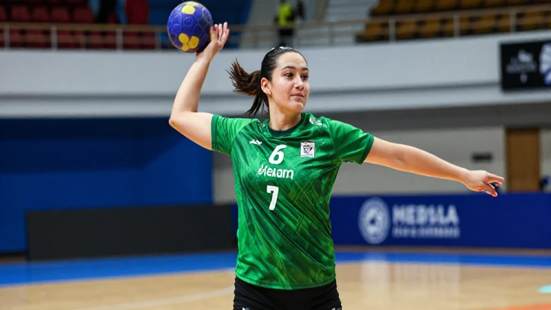 Handball: Concepto, historia, cancha, reglas y posiciones 3 Jugadora de balonmano concentrada en plena acción