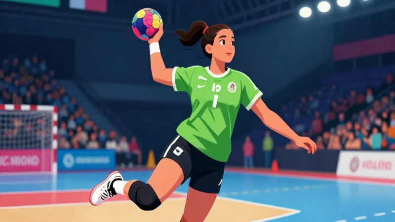 Handball: Concepto, historia, cancha, reglas y posiciones 6 Jugadora de balonmano vibrante en acción