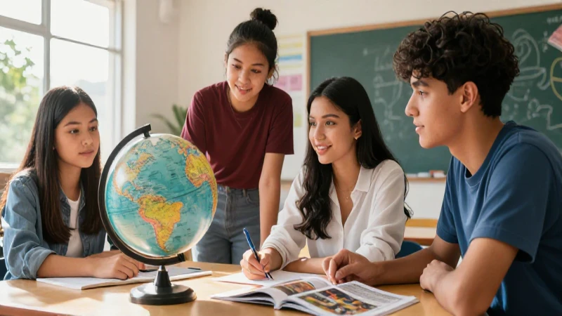 Estudiantes mexicanos colaborando en un aula moderna