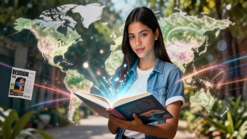 Joven mexicano explorando la historia global