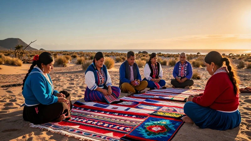 Baja California Sur: Experiencias Conoce que cautivarán 3 Arte indígena vibrante bajo el atardecer desértico