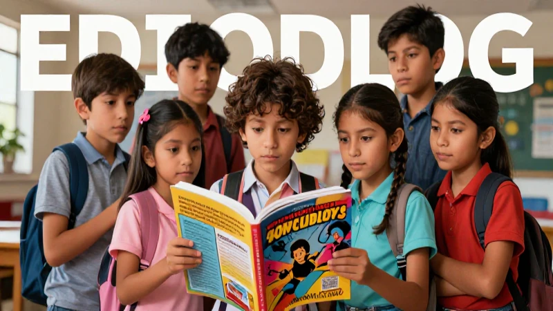 Niños mexicanos diversos con libro contra el bullying
