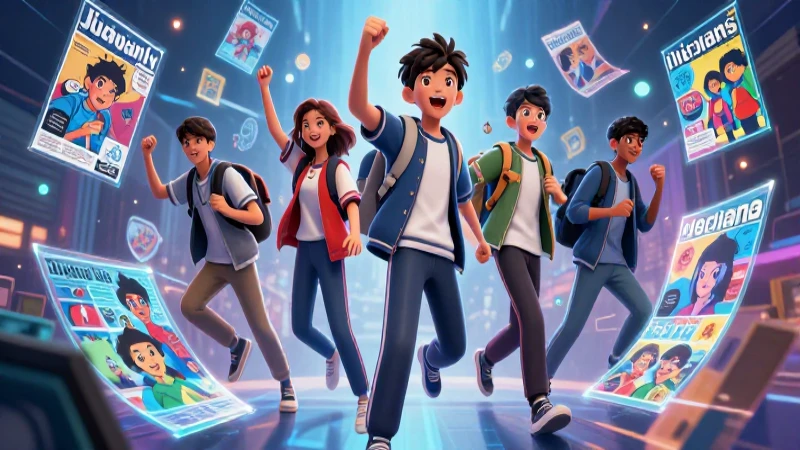 Qué características y tipos de historietas son aptas para secundaria 4 Estudiantes dinámicos rodeados de cómics holográficos